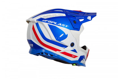 CASCO MOTOCROSS ECHUS AZUL, BLANCO Y ROJO BRILLANTE