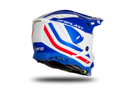 CASCO MOTOCROSS ECHUS AZUL, BLANCO Y ROJO BRILLANTE