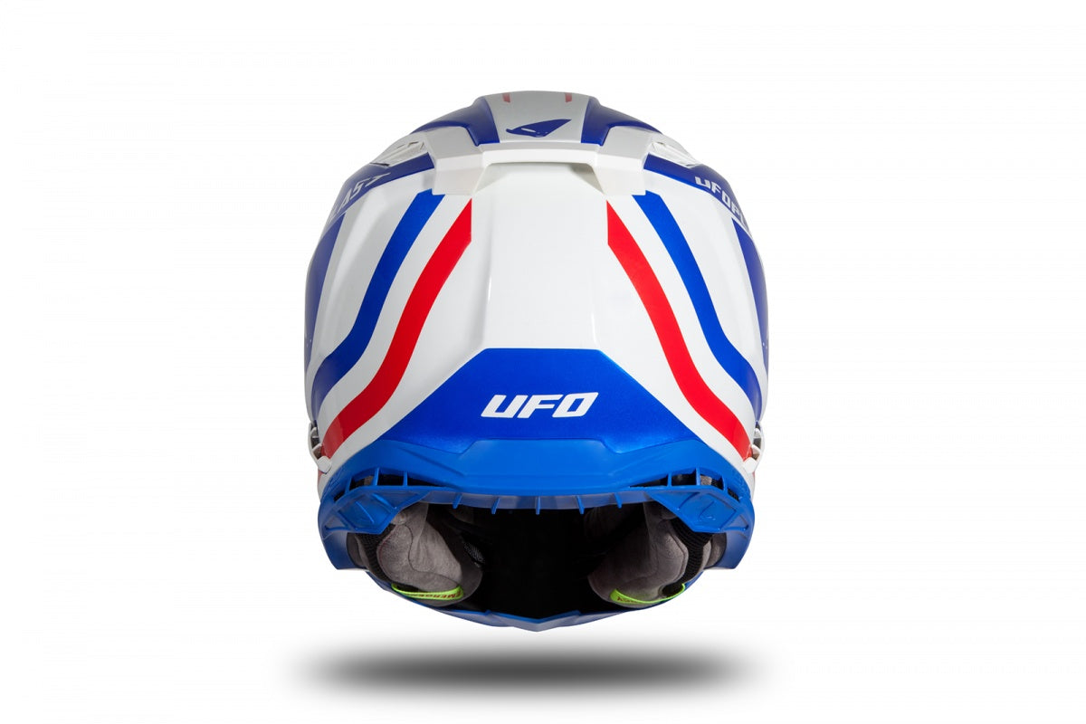 CASCO MOTOCROSS ECHUS AZUL, BLANCO Y ROJO BRILLANTE