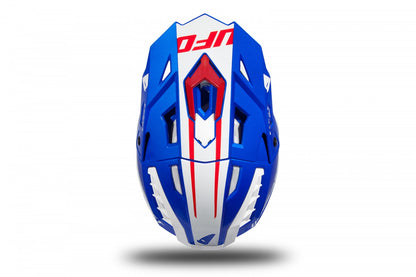 CASCO MOTOCROSS ECHUS AZUL, BLANCO Y ROJO BRILLANTE